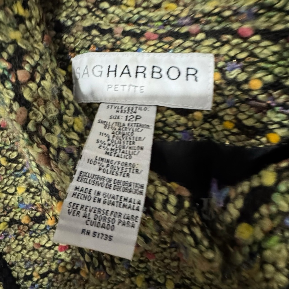 Sag Harbor Women's Tweed Blazer - Black and Gold holiday old money cottage - Picture 6 of 12